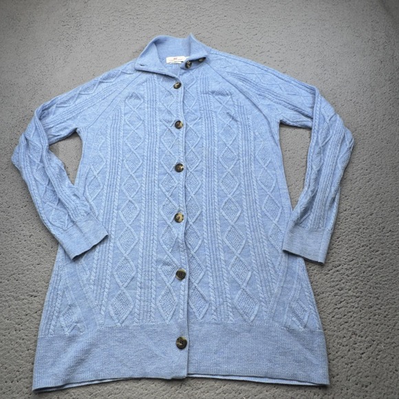 Vineyard Vines Sweaters - Vineyard Vines Sweater Coat Womens Small Blue Cashmere Cable Knit Long Cardigan